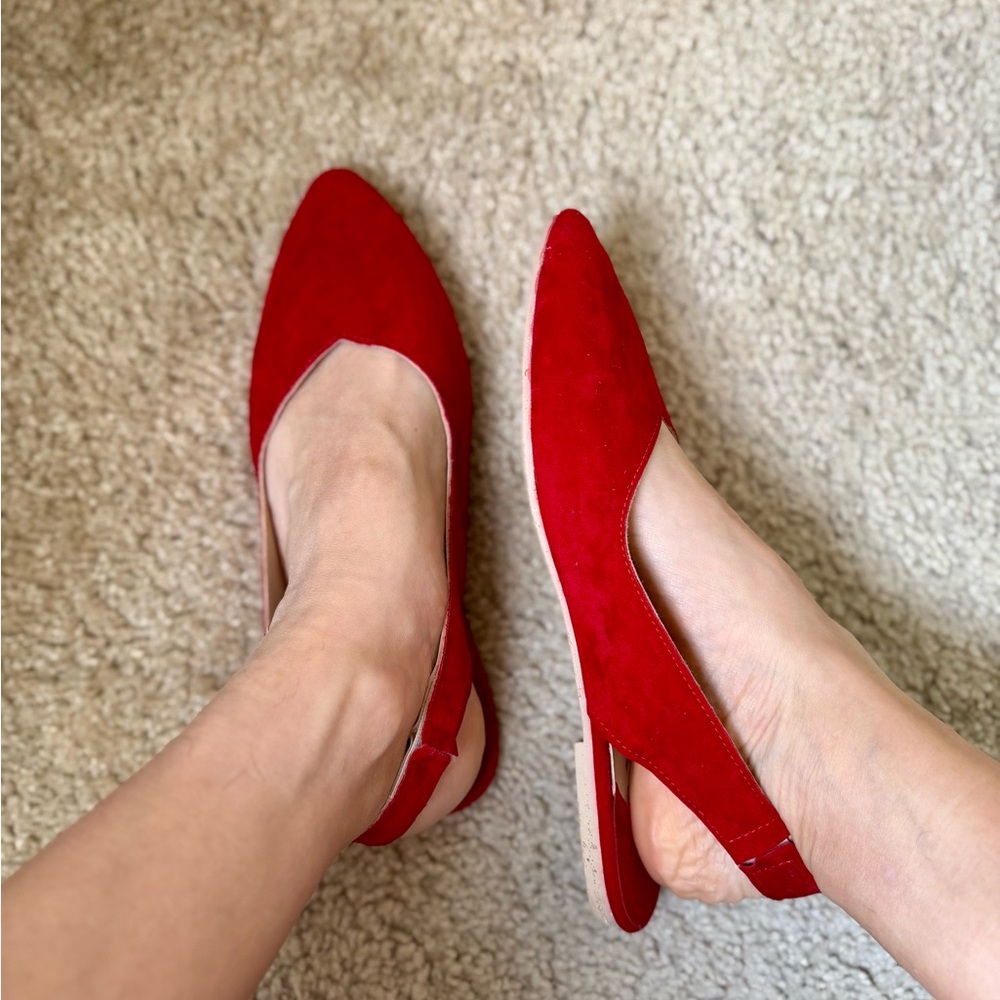 Red Slingback Flats | Pointed Toe | Chic & Comfortable
